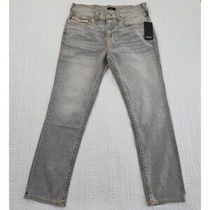 NEW True Religion Geno Big T Flap Jeans Men's 34x32 Grey Flap Relaxed Slim NWT